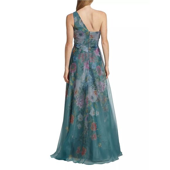 Rene Ruiz Collection Floral One-Shoulder Organza Gown Size 10 $1795 - Picture 3 of 10